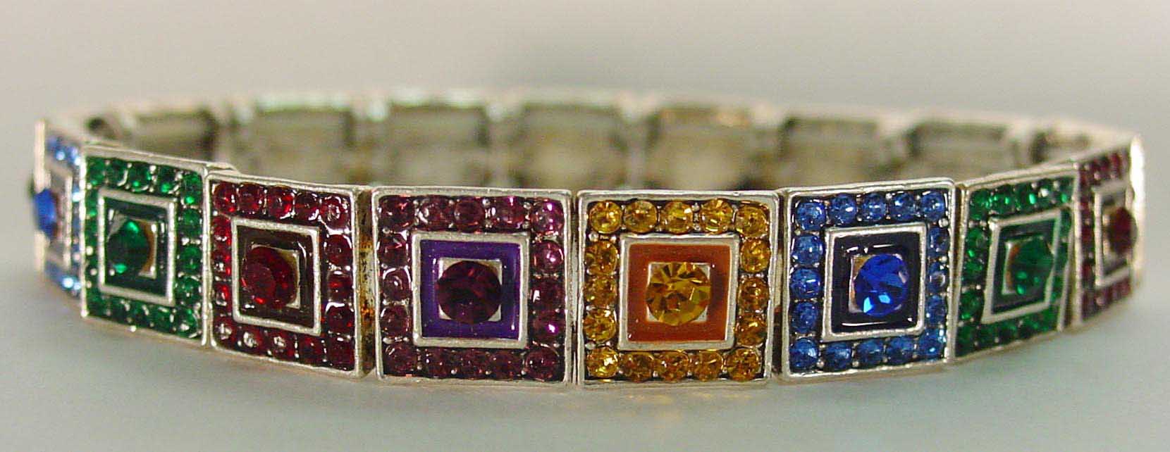 Dark pastel crystal rhodium plated bracelet