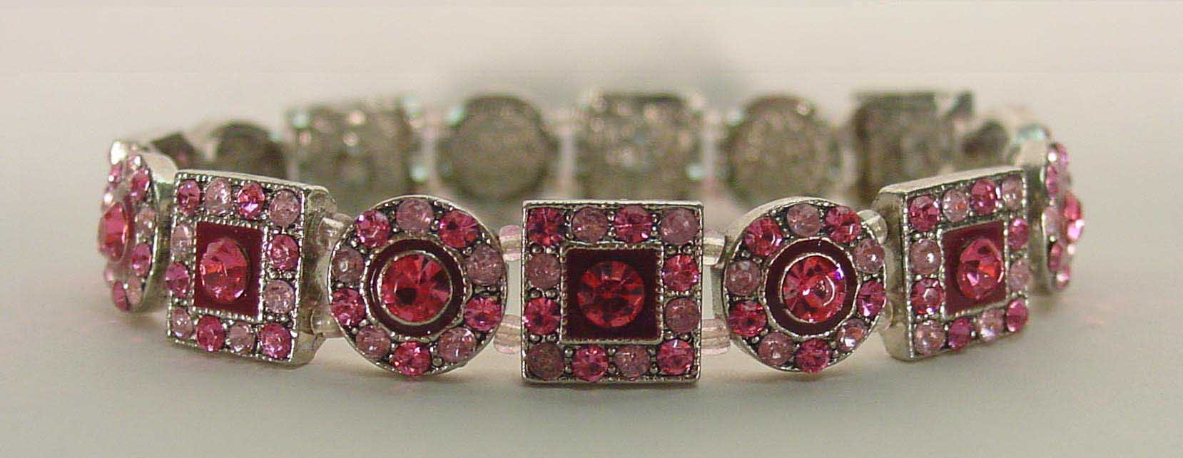 Pink crystal rhodium plated bracelet