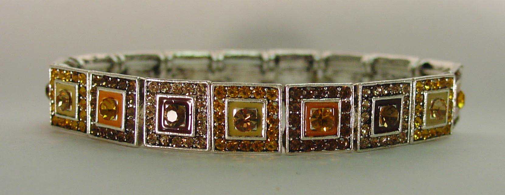 Smoky topaz crystal rhodium plated bracelet