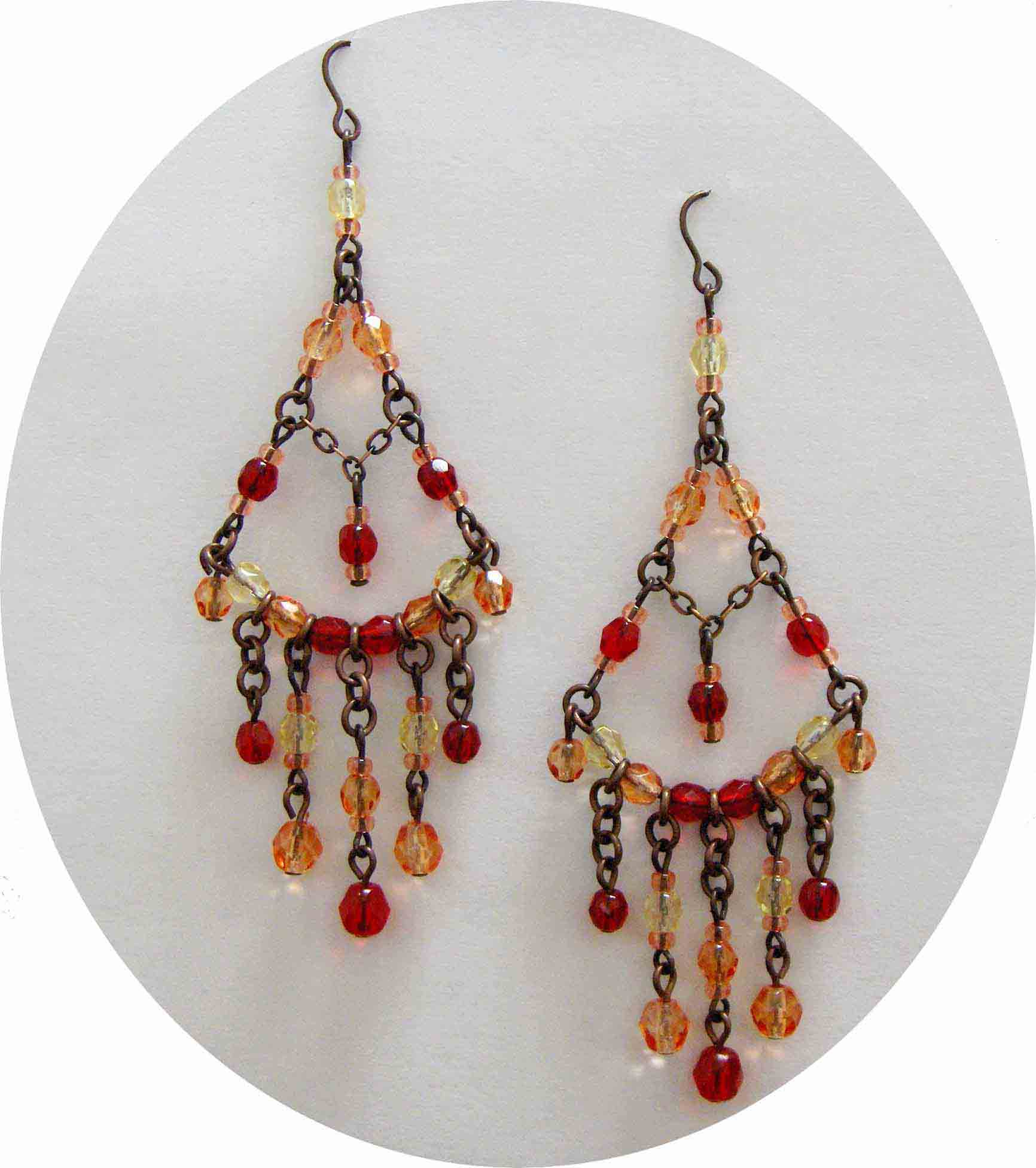 Orange & red Bohemian glass chandeliers