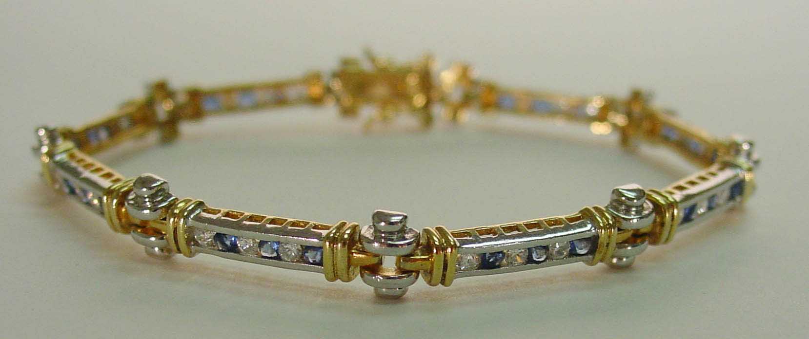 Sapphire CZ & Clear CZ bracelet in channel setting
