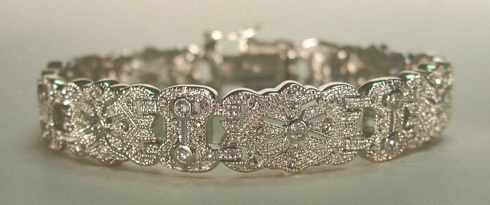 Silver bracelet with CZs and crystal pave