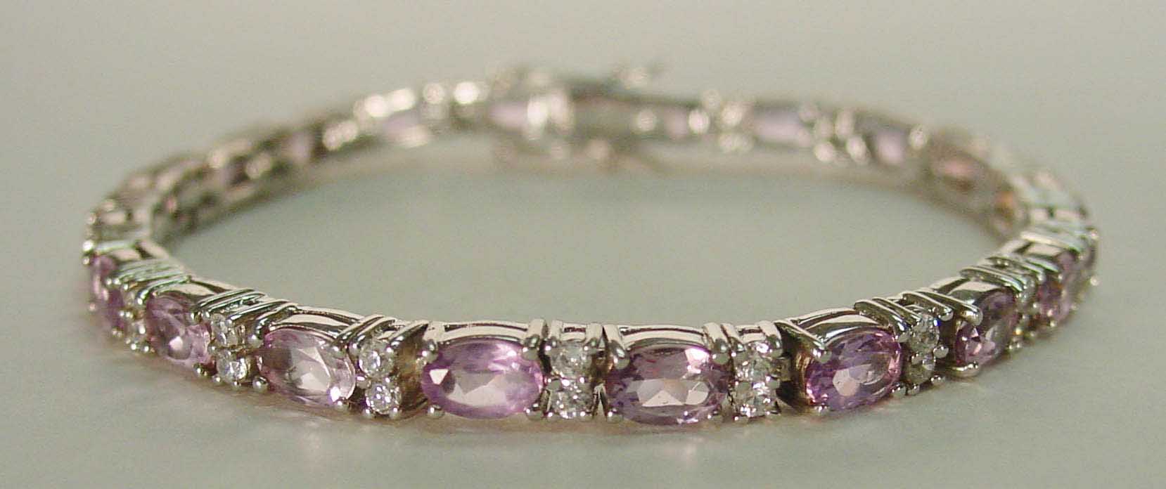 Light Amethyst CZ & clear CZ silver bracelet