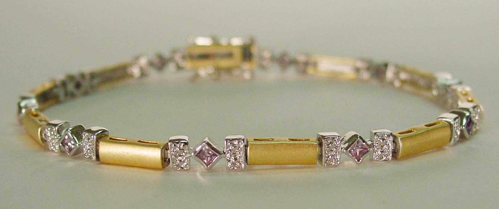 Amethyst CZ & clear CZ matte bracelet