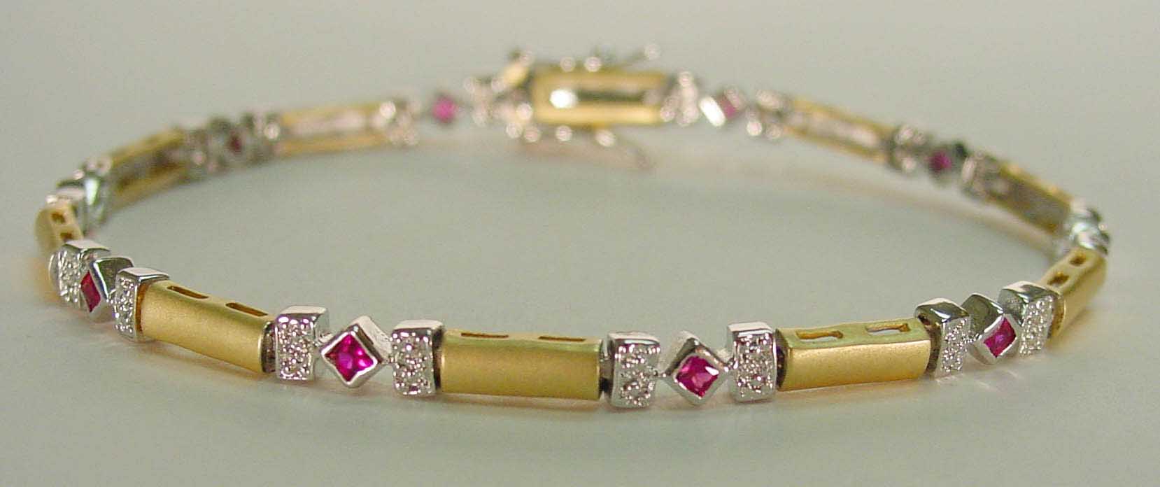 ruby CZ & clear CZ matte bracelet