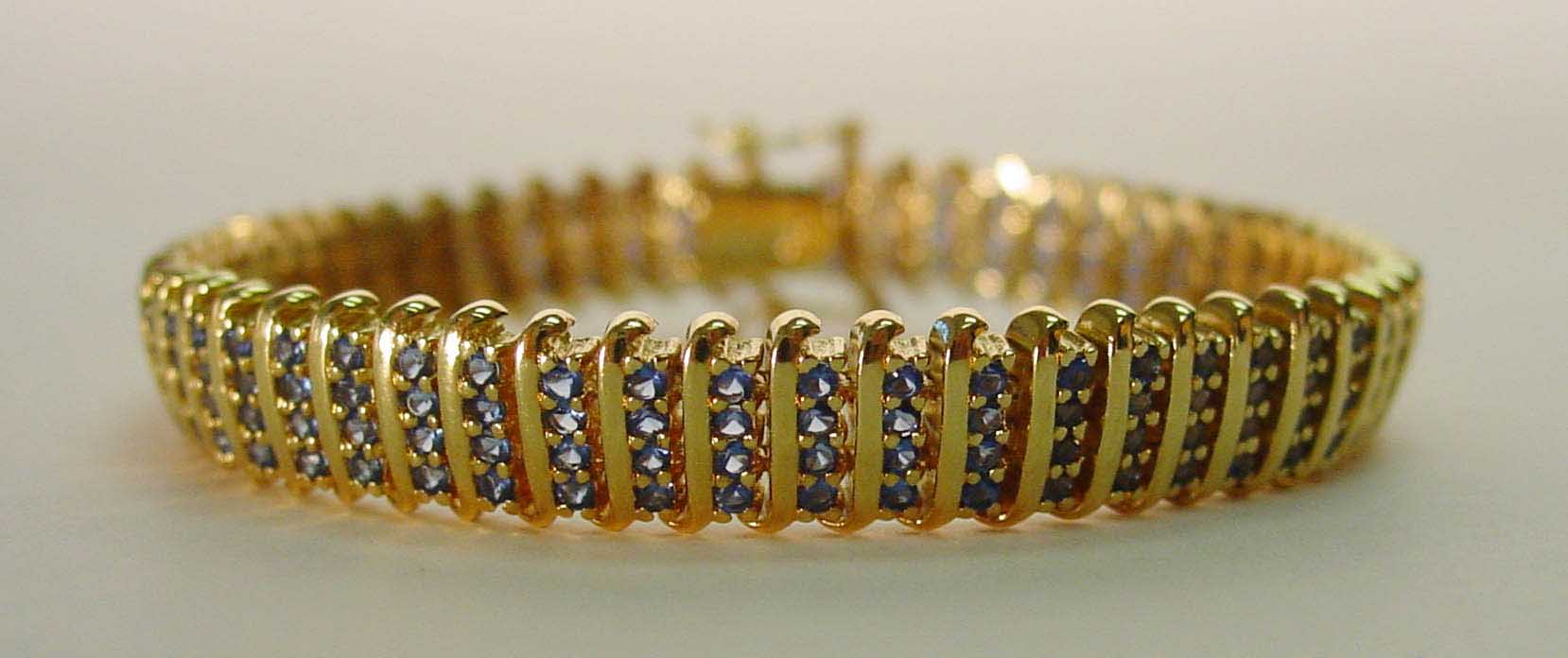 Sapphire colored CZ 4 row vermeil bracelet