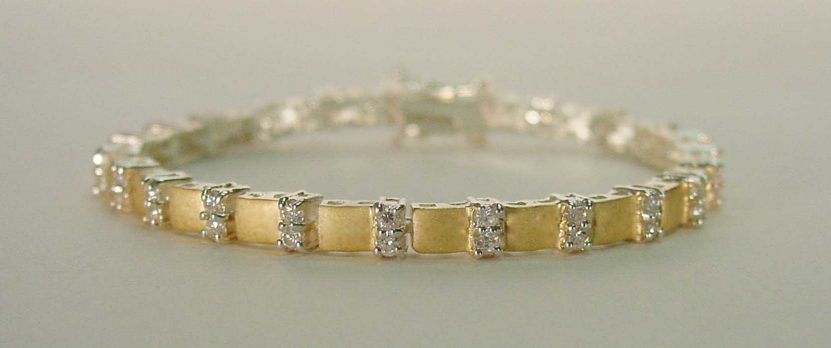 Clear CZ double matte gold bracelet