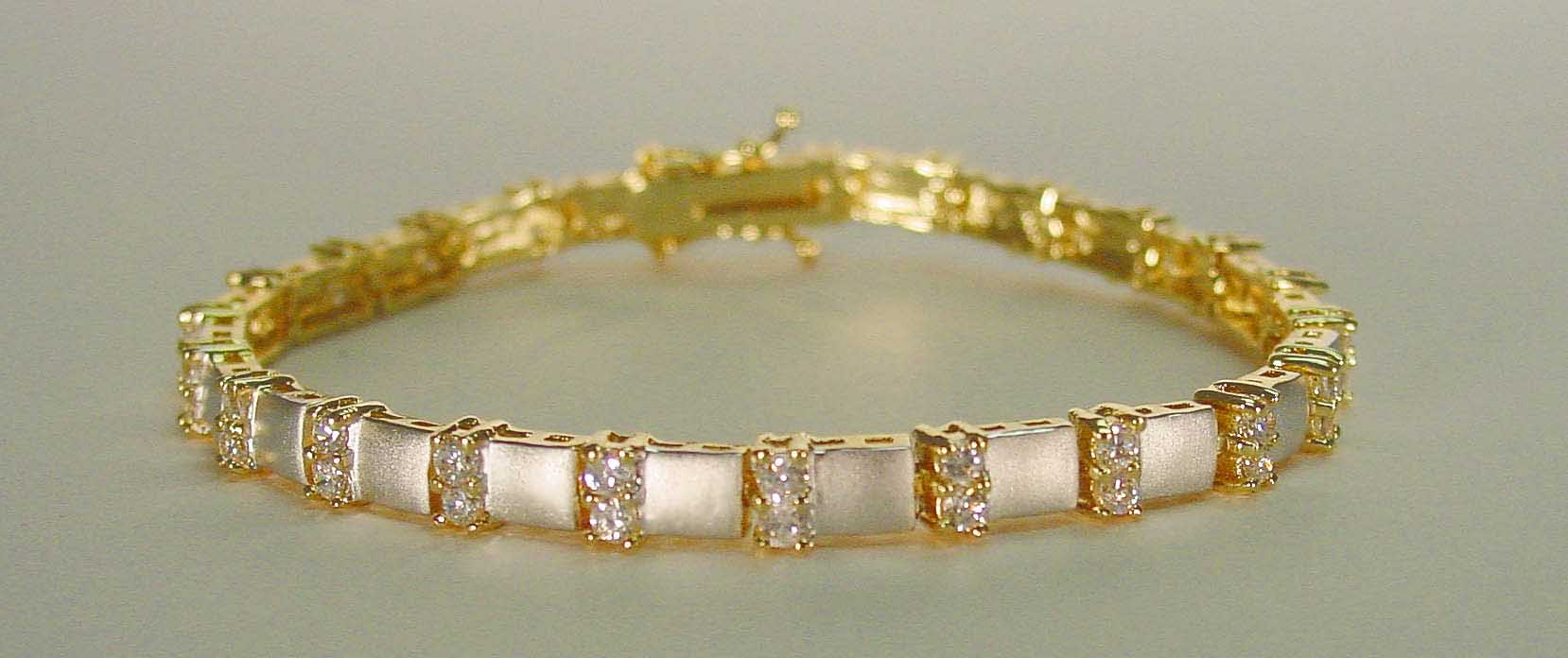 Clear CZ double matte silver bracelet