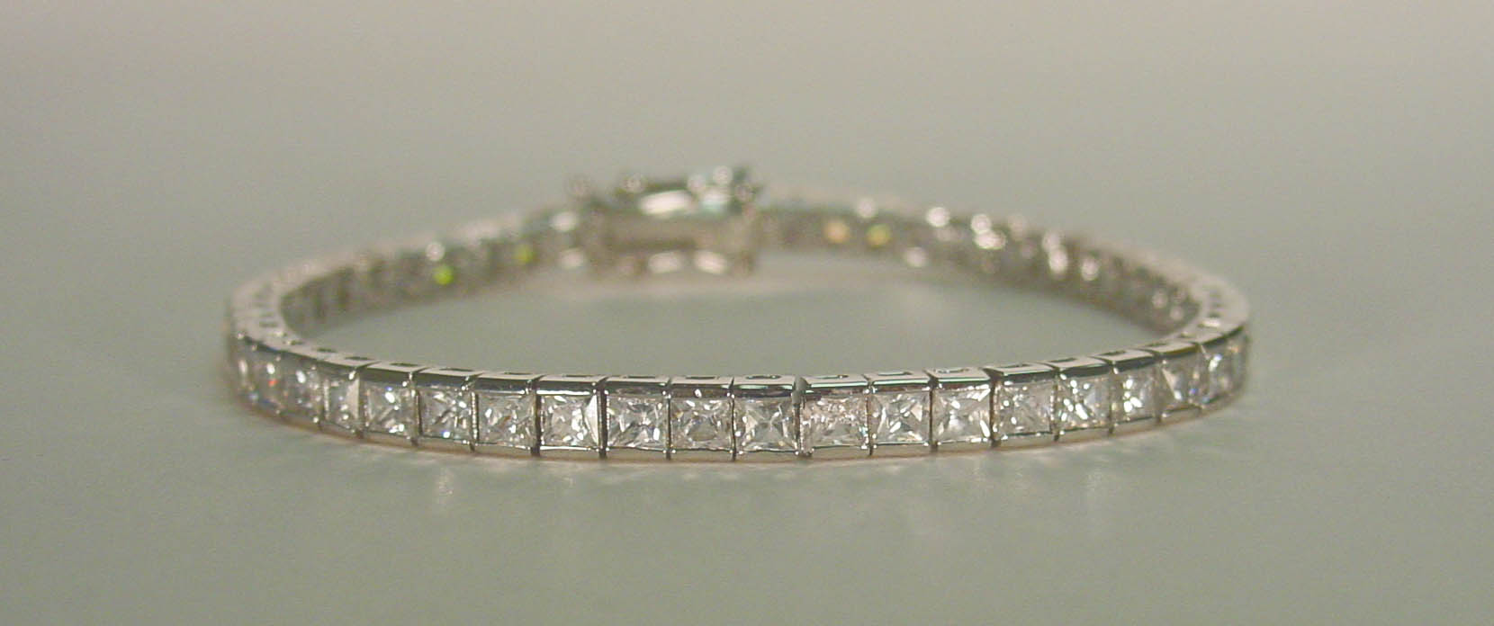 Clear CZ 3 mm tennis silver rhodium plated bracelet