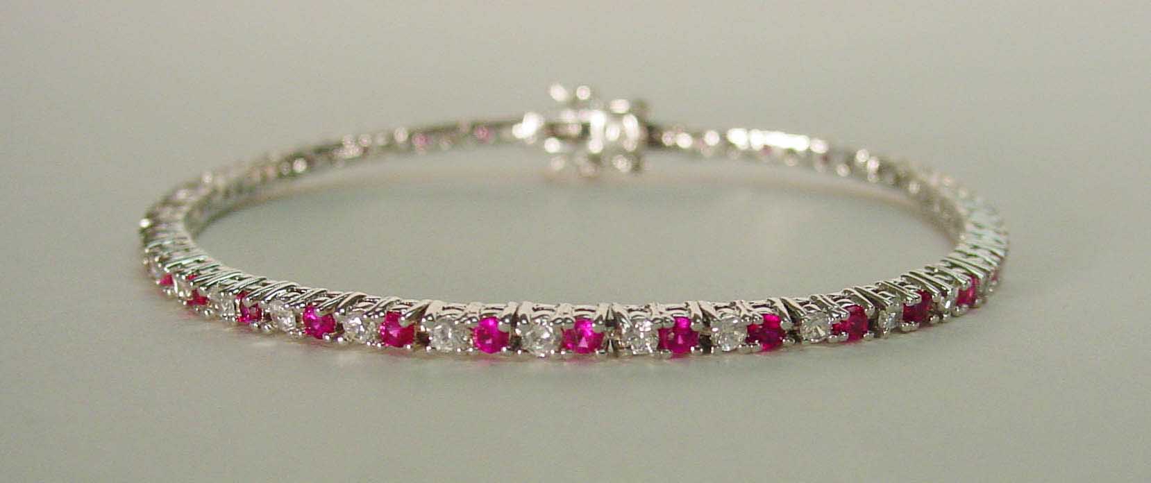 Ruby CZ & clear CZ silver bracelet