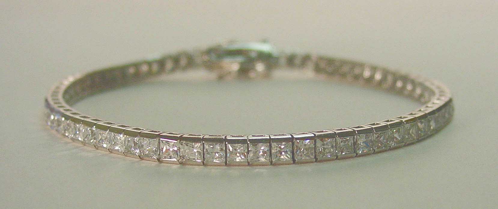 Clear CZ 2.5 mm tennis silver rhodium plated bracelet