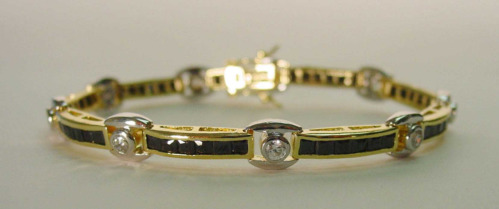 Onyx CZ & clear CZ two-tone bracelet