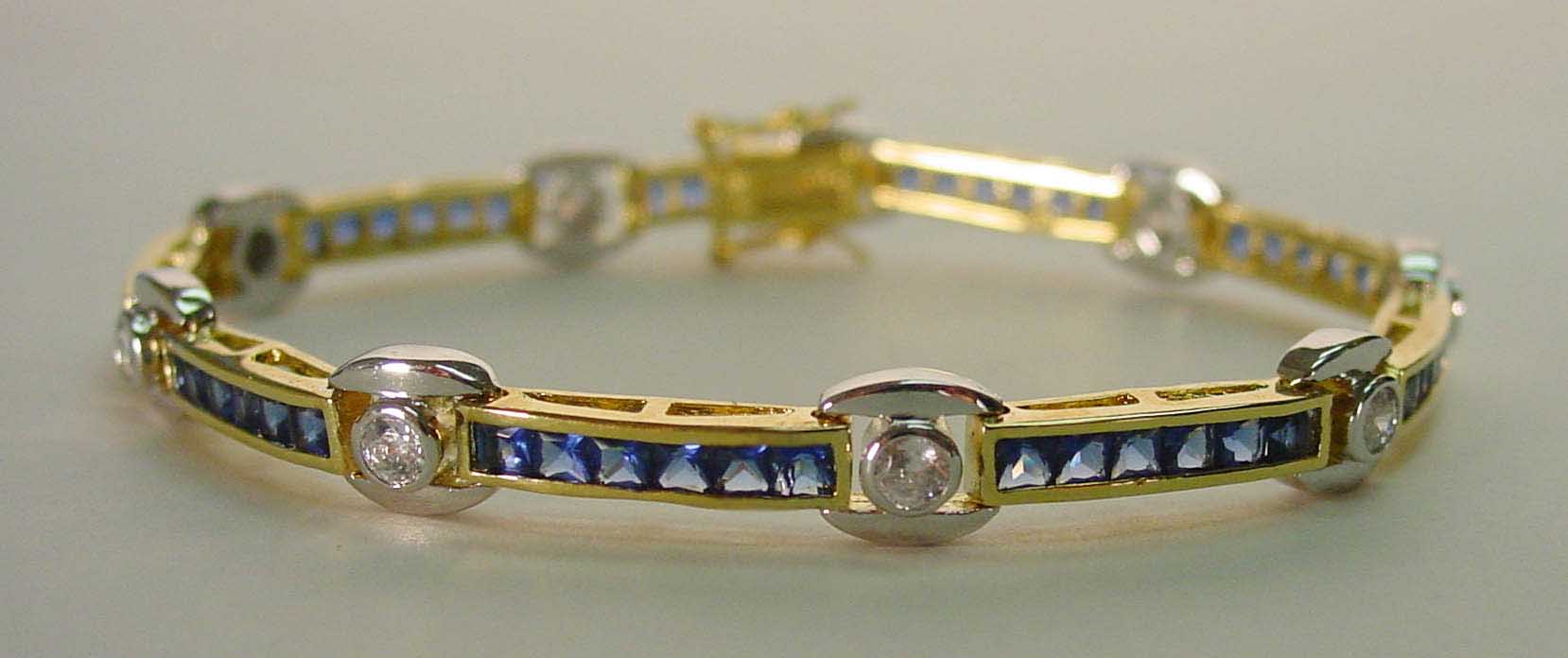 Sapphire CZ & clear CZ two-tone bracelet