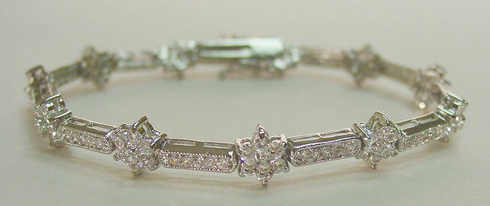 Clear CZ small flower silver bracelet