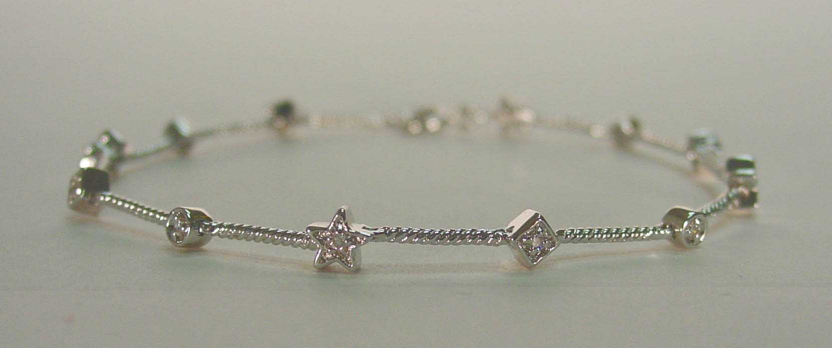 CZ charm silver bracelet