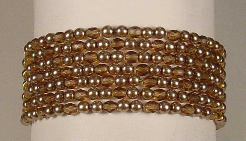 Bohemian glass light brown pearl bracelet