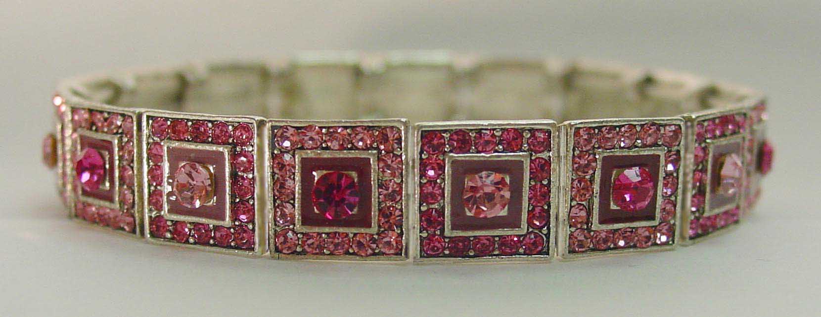 Pink crystal rhodium plated bracelet