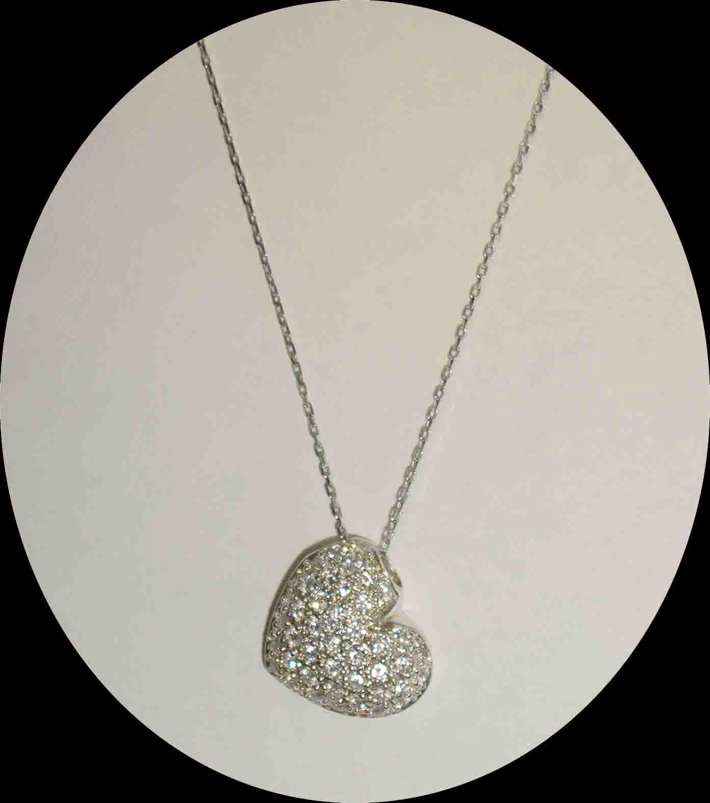 CZ encrusted side heart pendant necklace