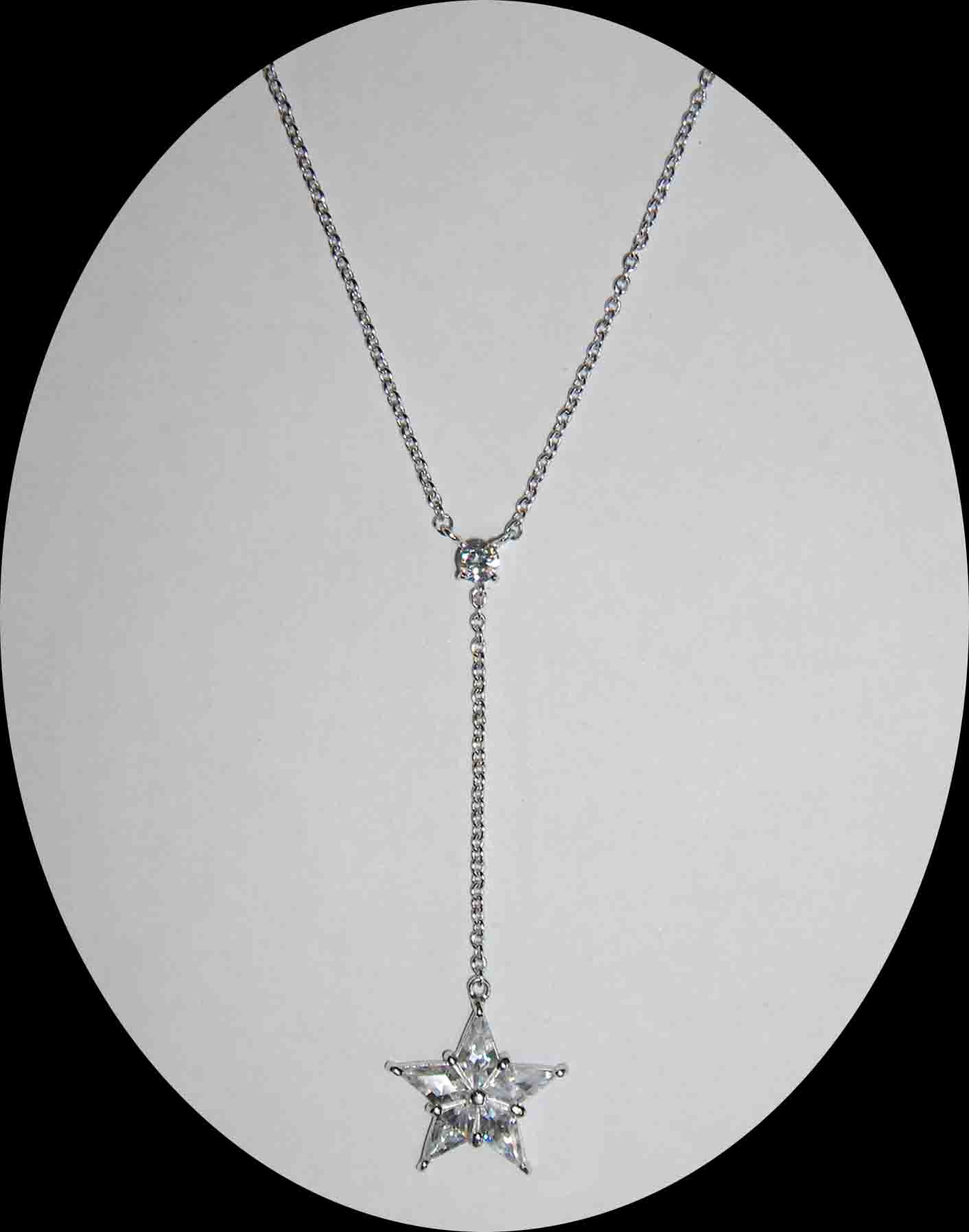 Drop CZ star silver necklace