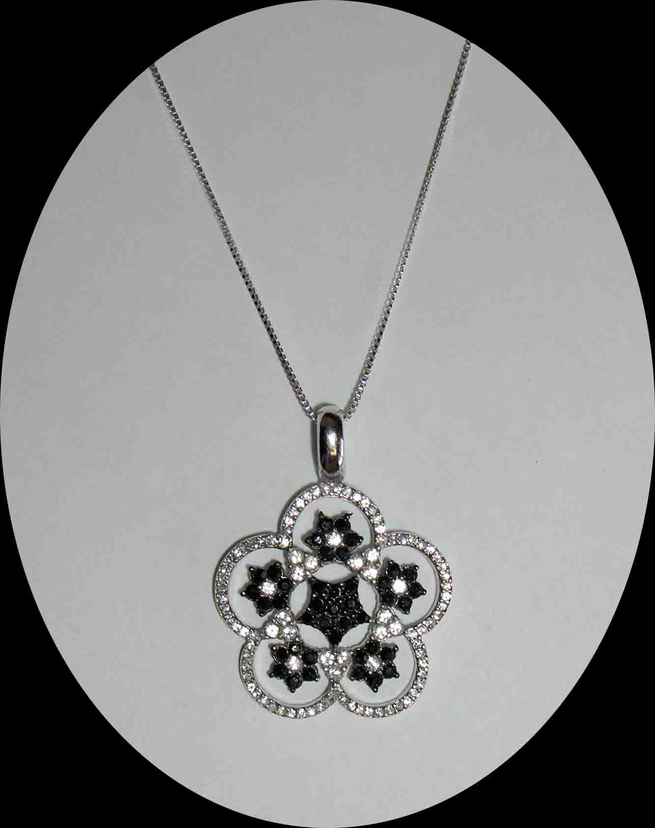 Black & White CZ flower cloud necklace