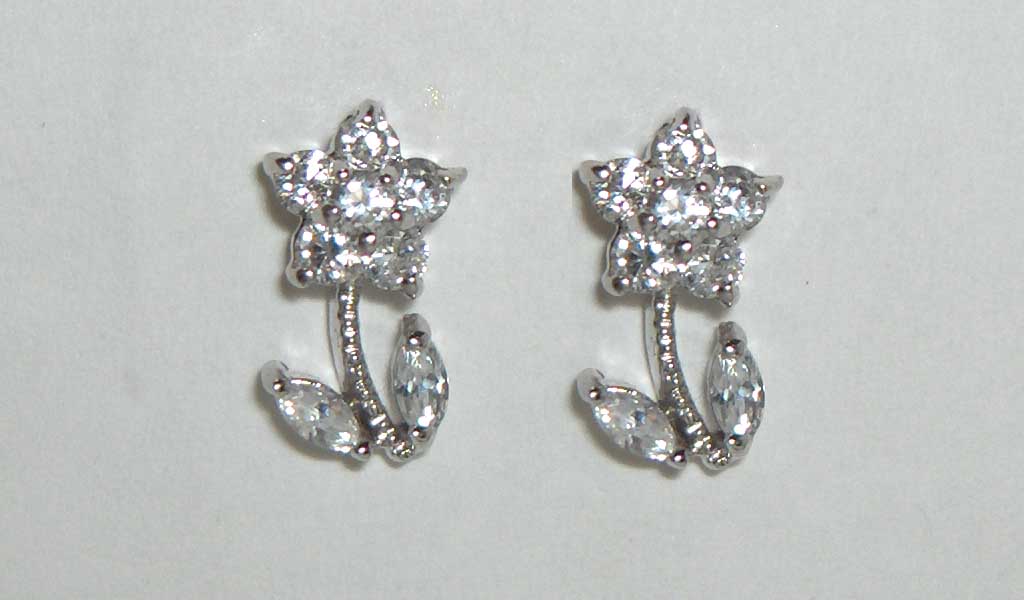 CZ dangling flower earrings