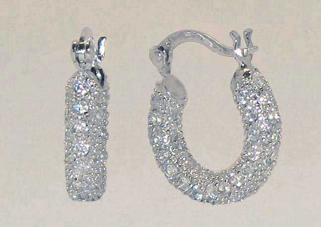 3 row medium crystal encrusted hoops