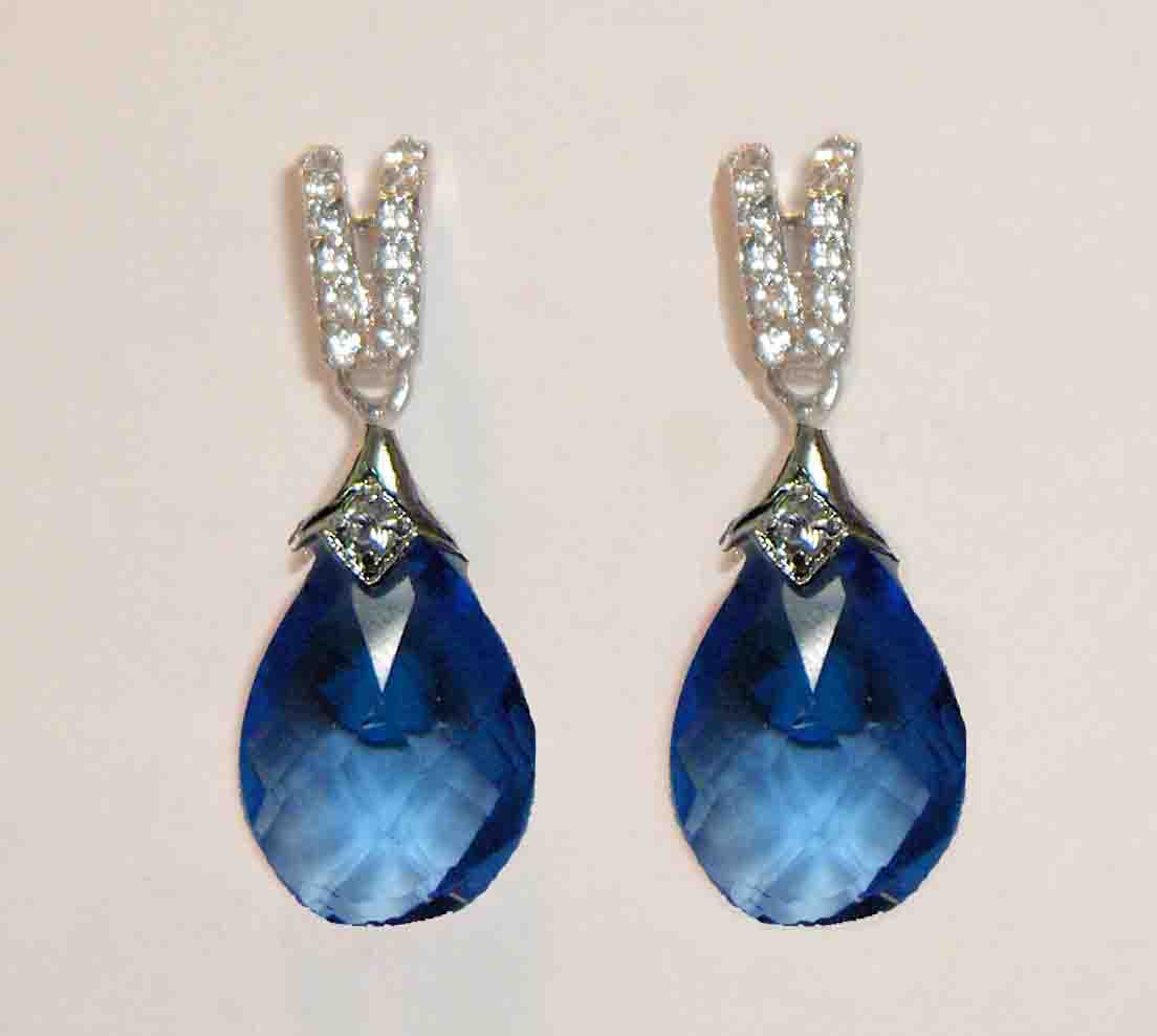 Blue faceted crystal drop earrings