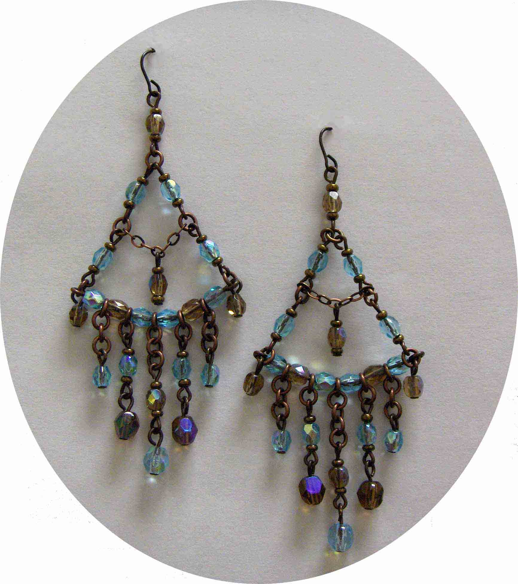 Blue & topaz Bohemian glass chandeliers