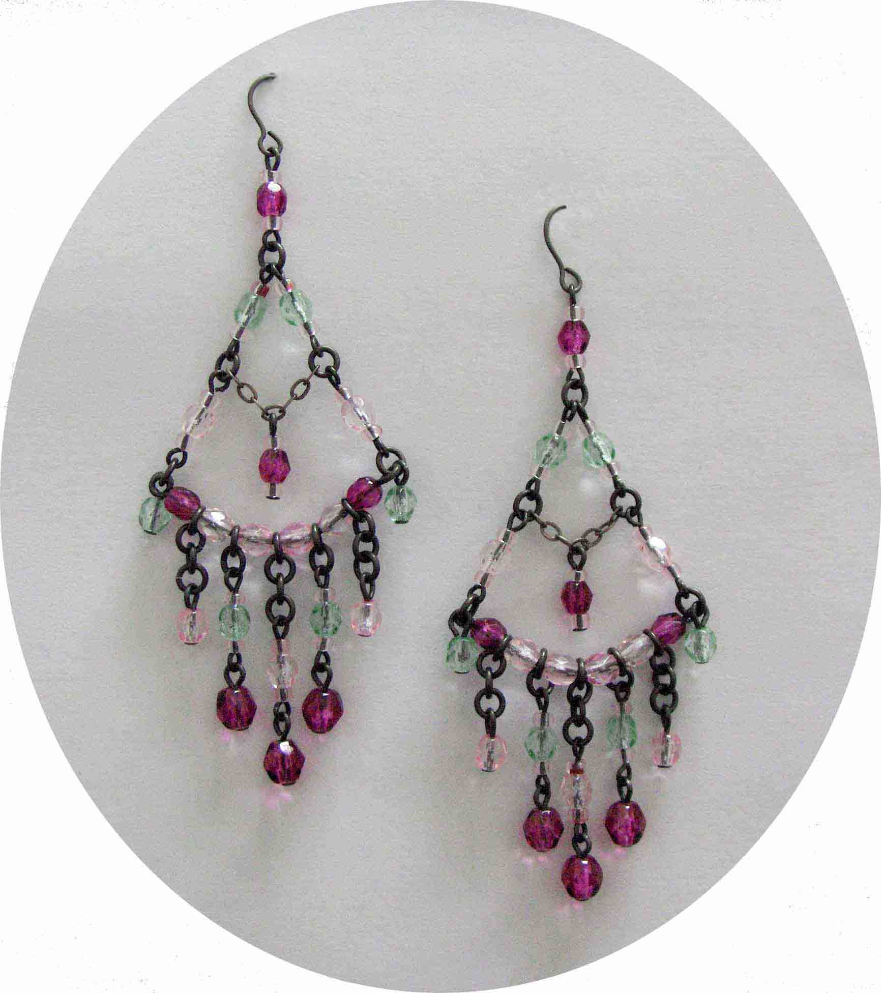 Pink & green Bohemian glass chandeliers