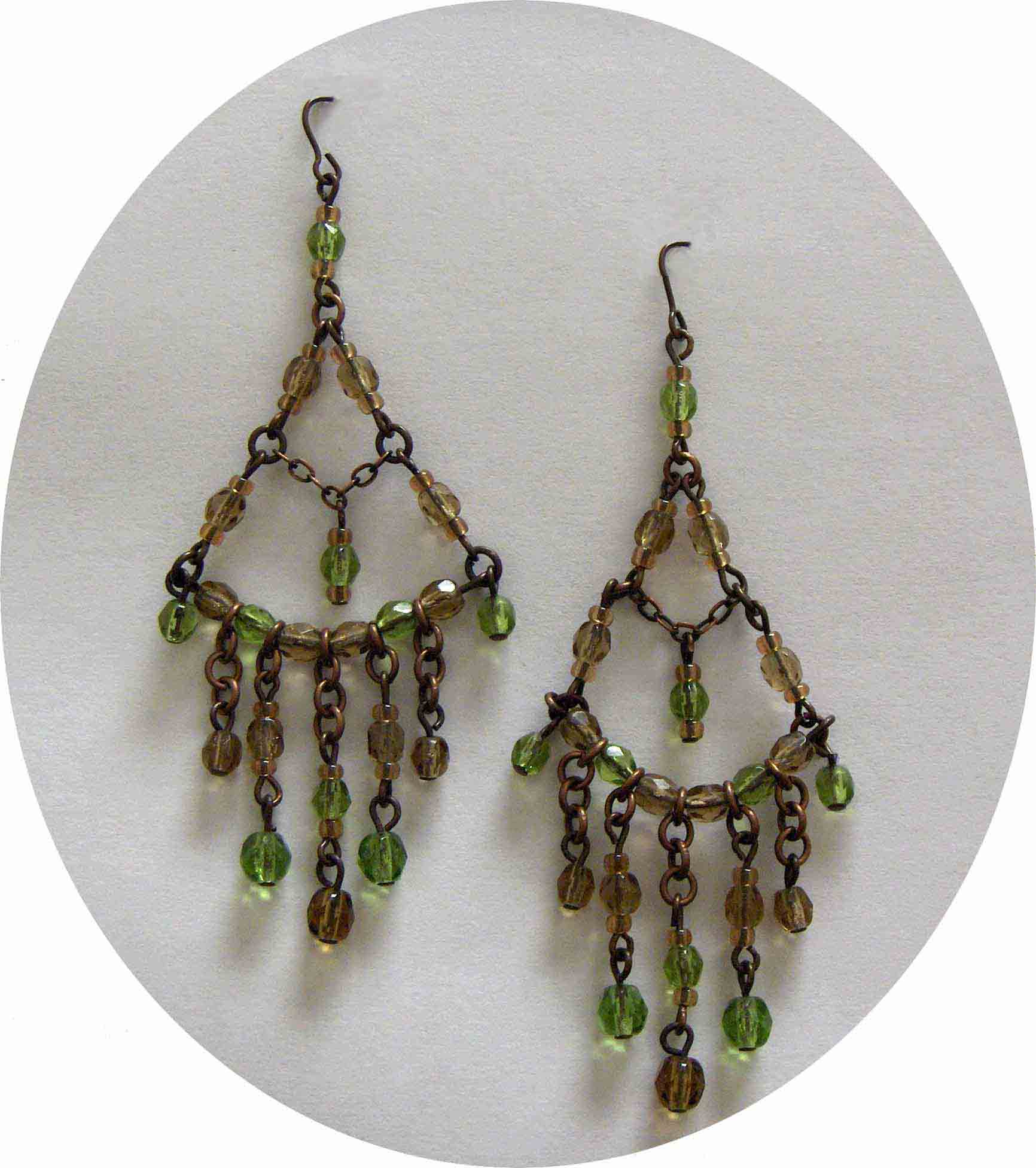 Green & topaz Bohemian glass chandeliers