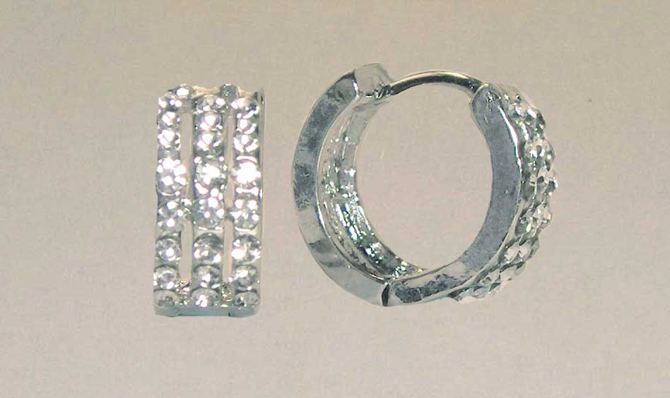 Triple row crystal huggies
