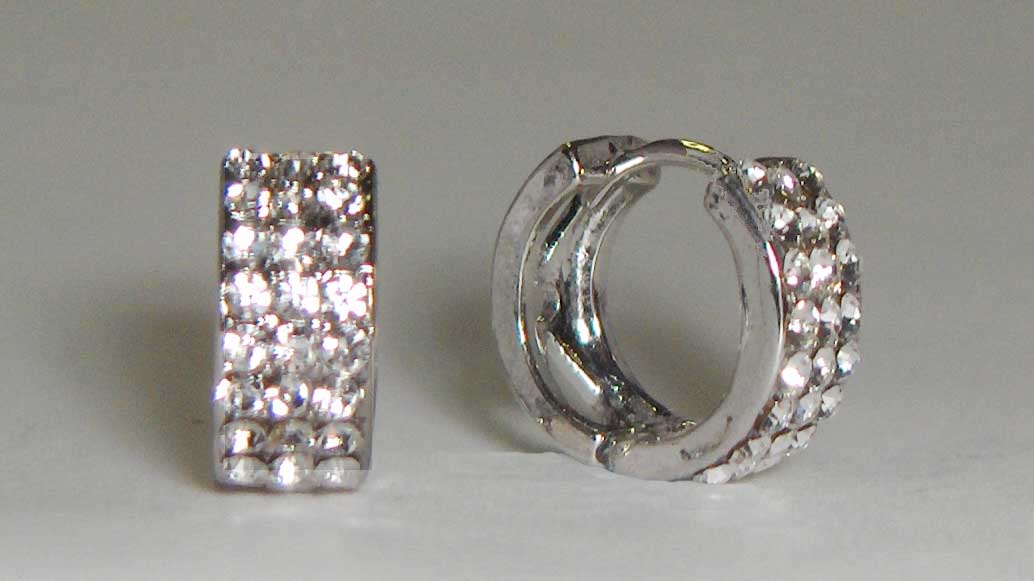 triple row crystal huggies