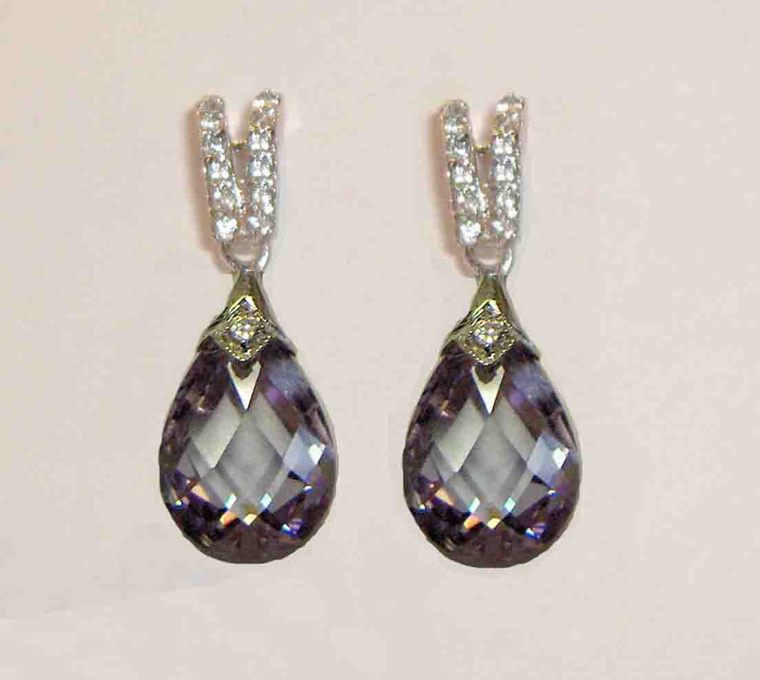 Lavender faceted crystal drop earrings