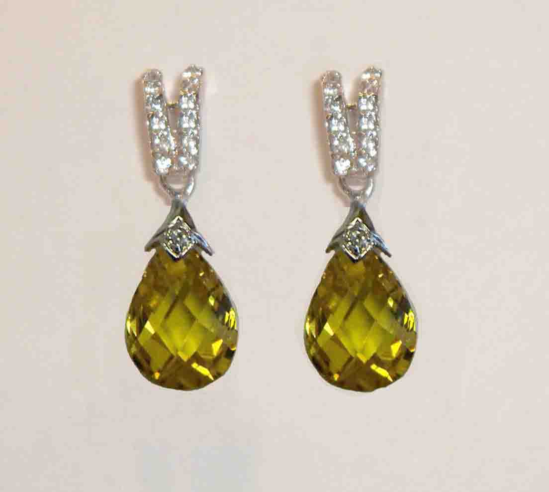 Yellow faceted crystal drop earrings