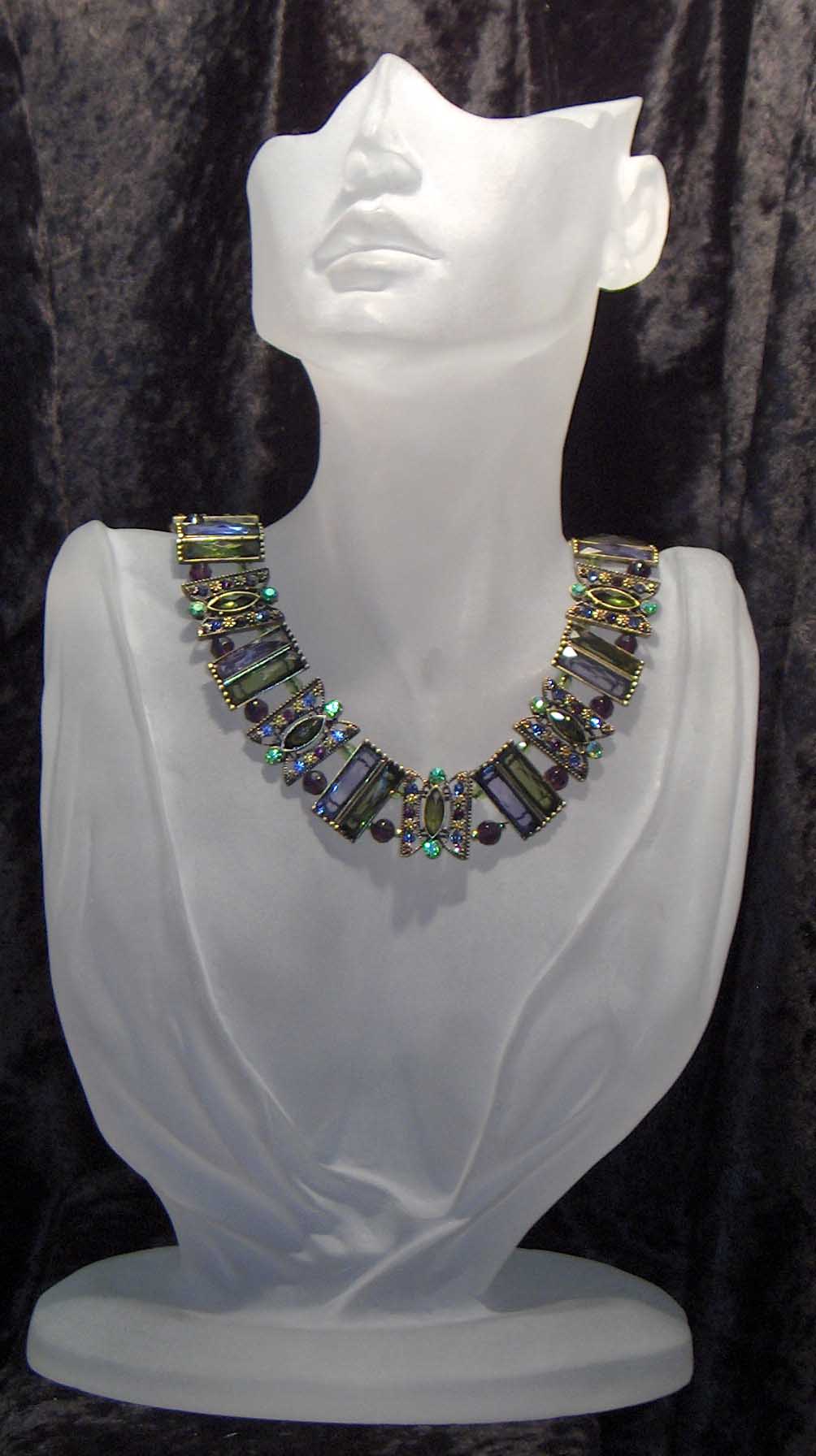 Purple & green crystal and glass choker