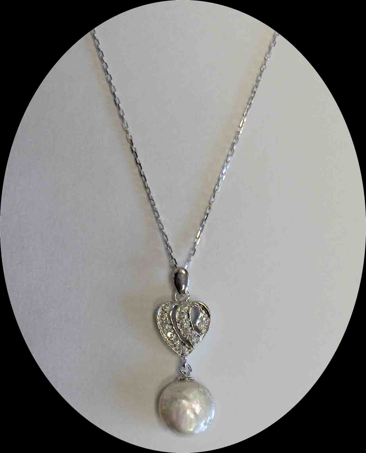 CZ encrusted Pearl dangle pendant