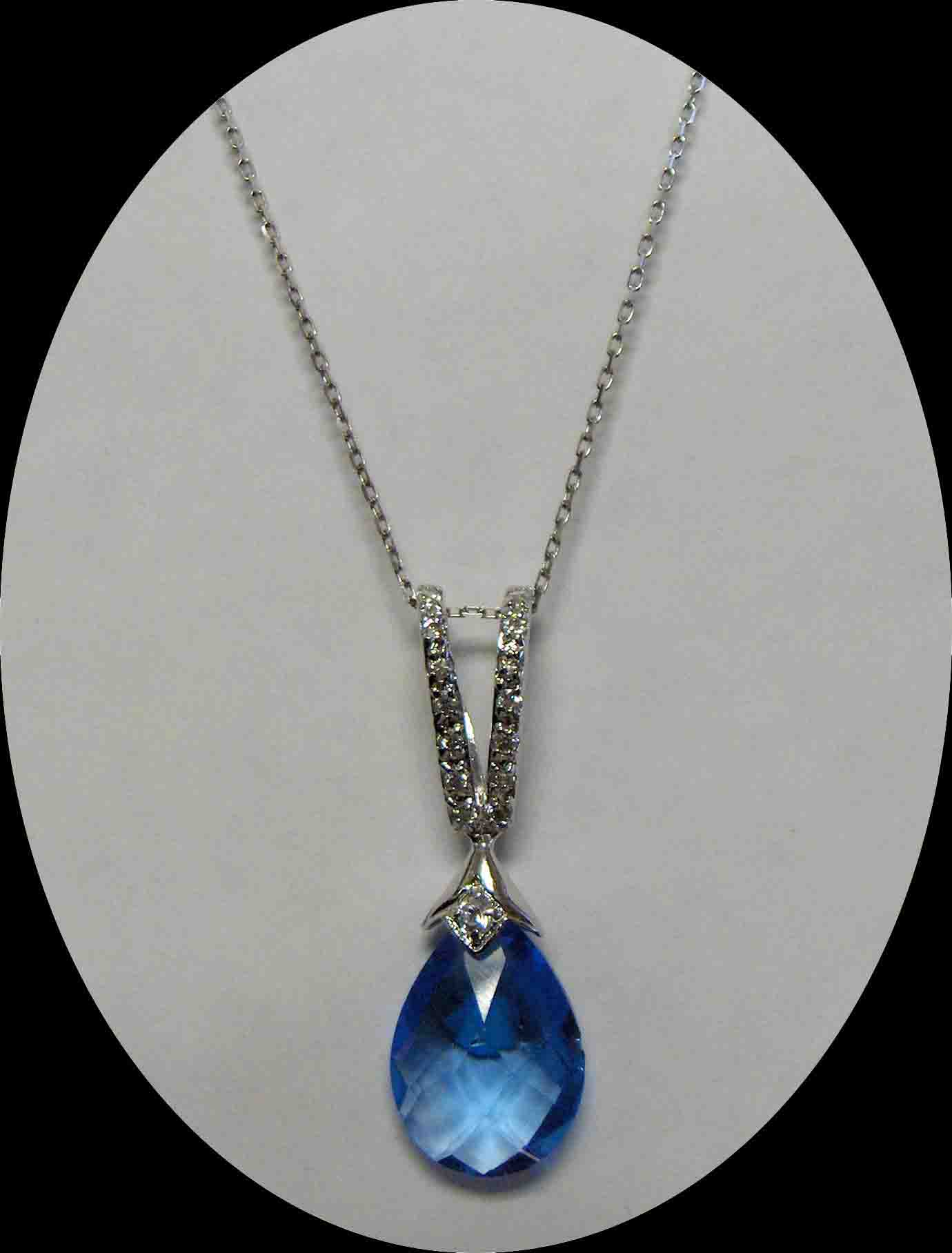 Blue drop faceted crystal necklace