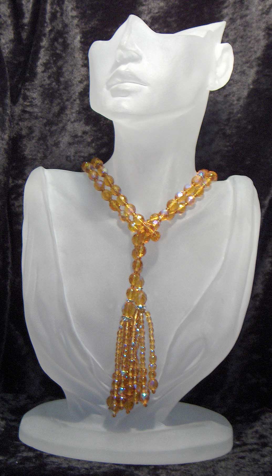 Citrine aurora Bohemian glass lariat