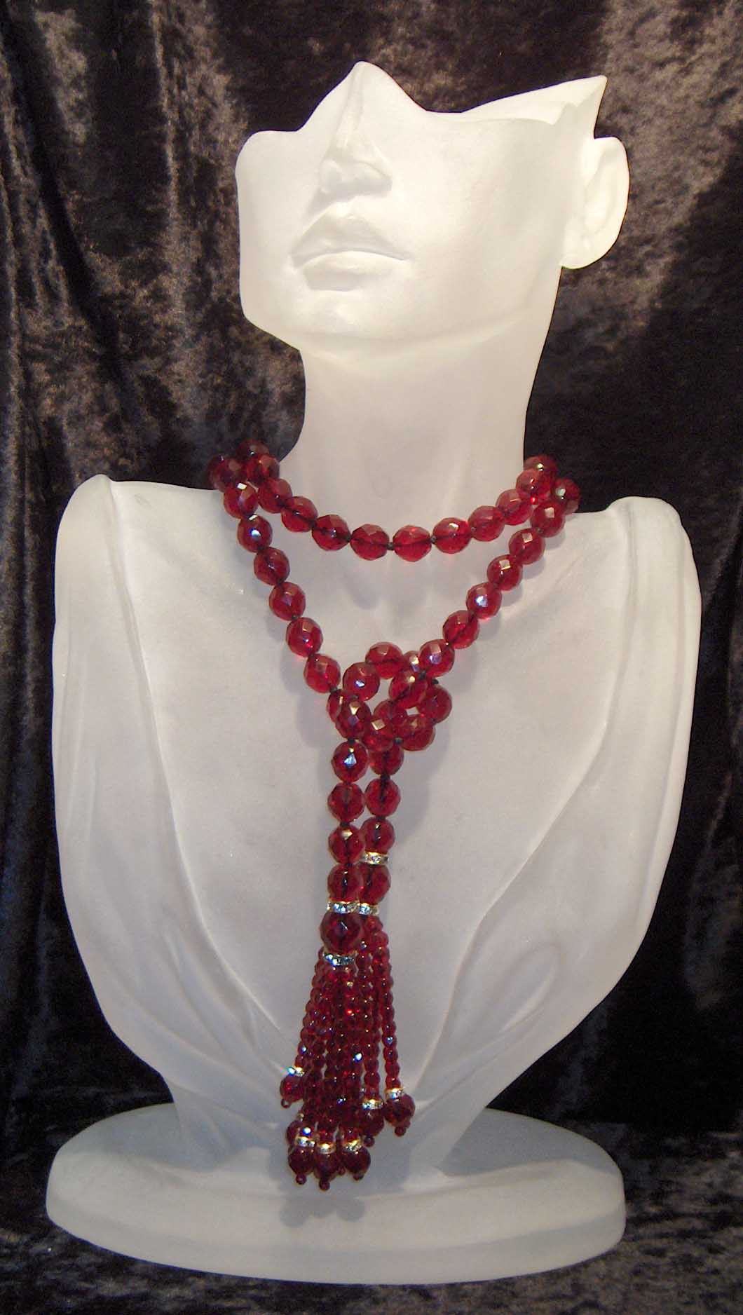 Garnet Bohemian glass lariat