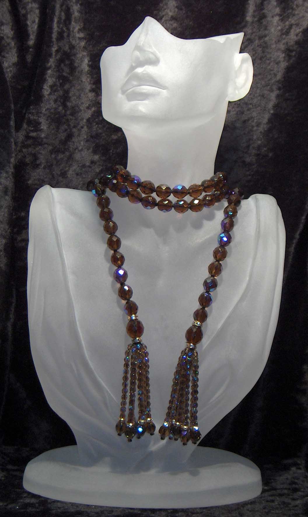 Smoky topaz aurora Bohemian glass lariat