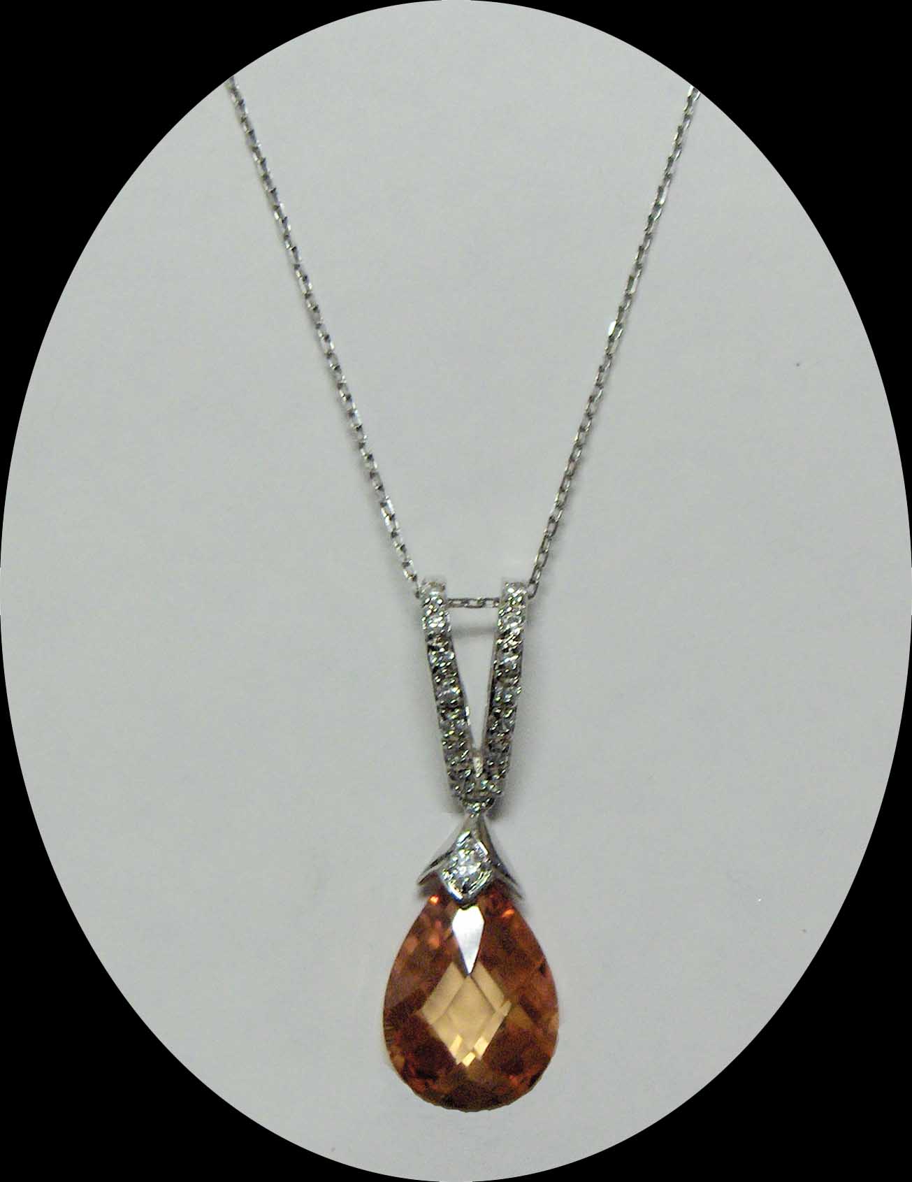 Champagne color drop faceted crystal necklace