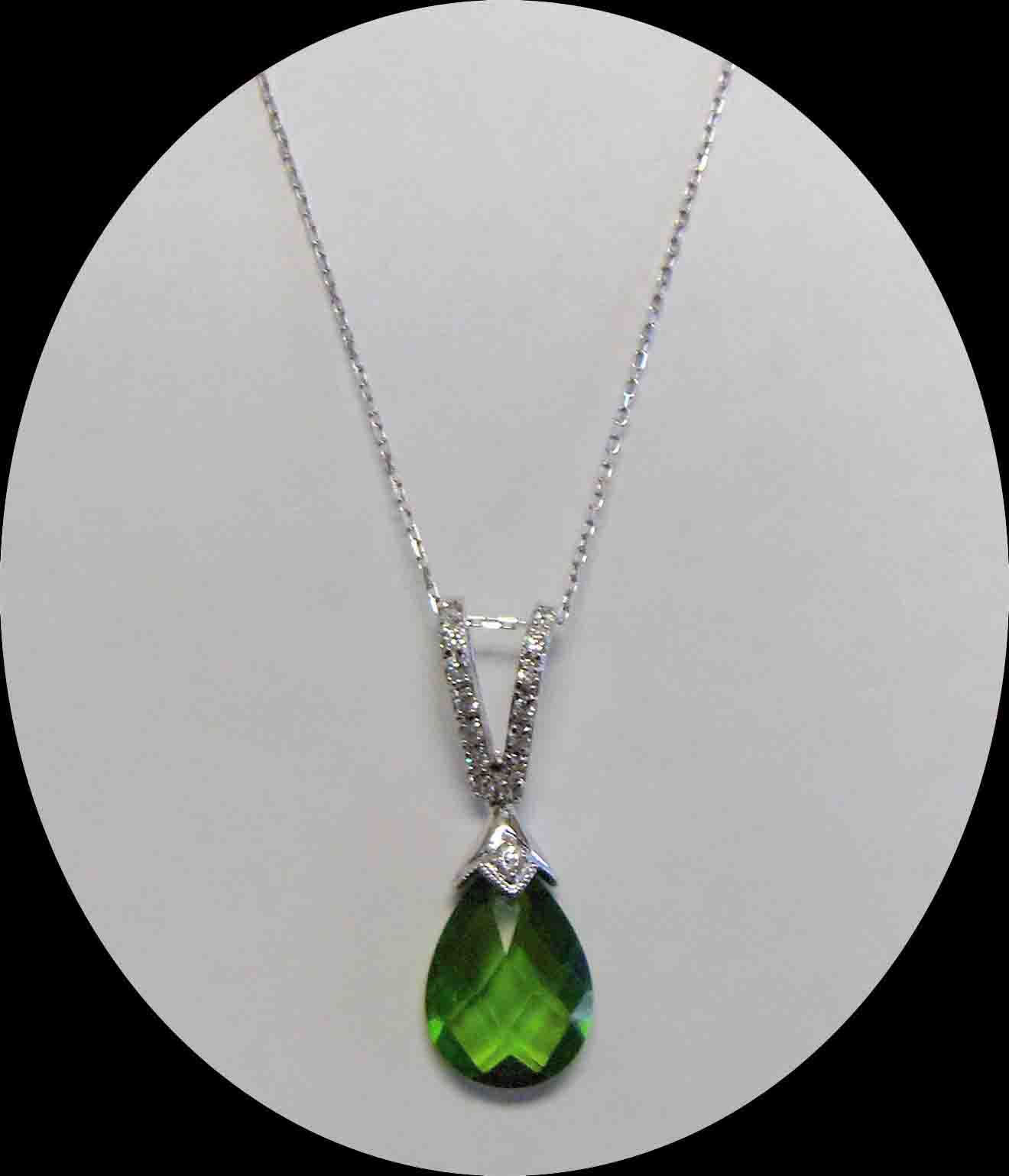 Green drop faceted crystal necklace