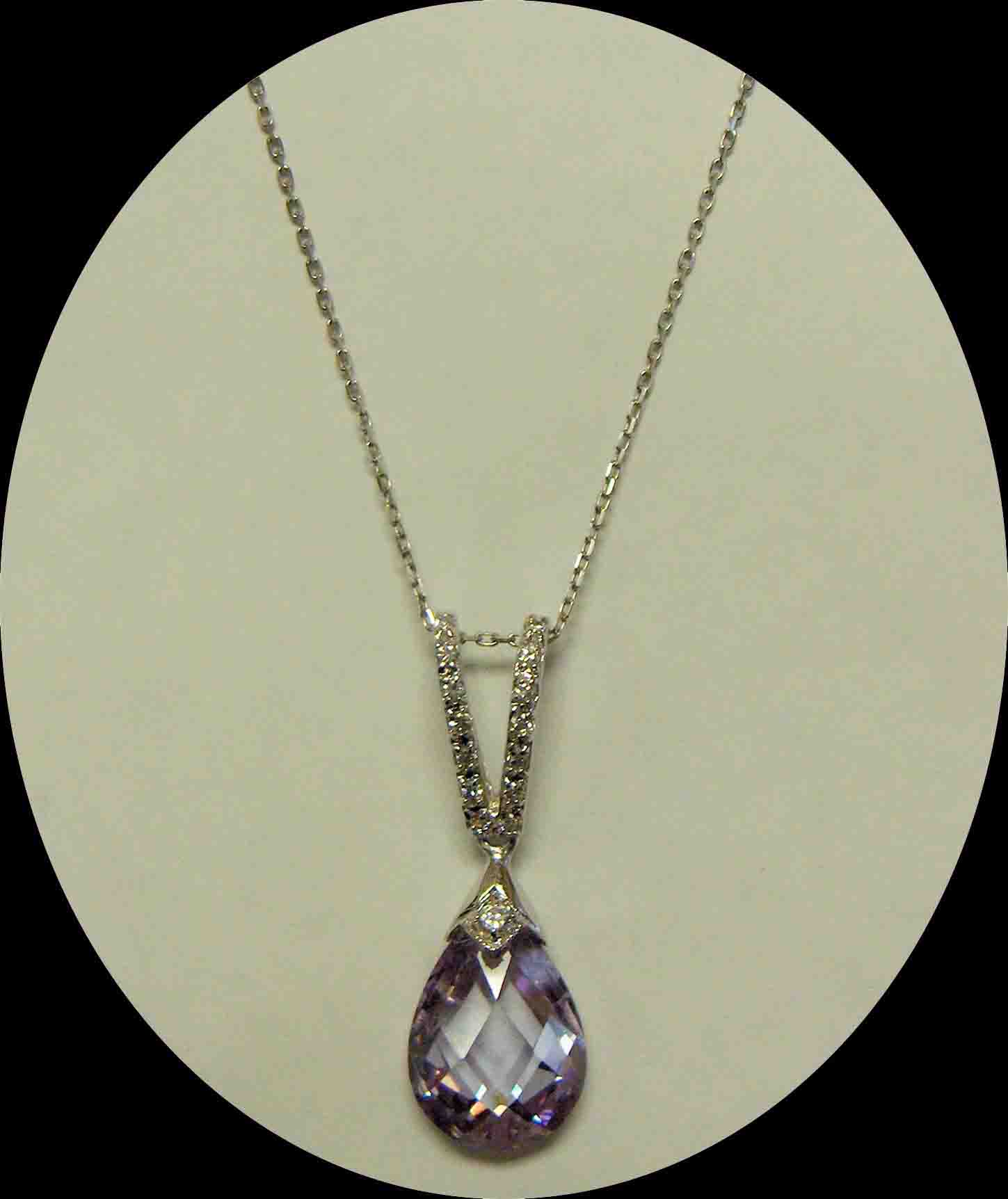 Lavender drop faceted crystal necklace