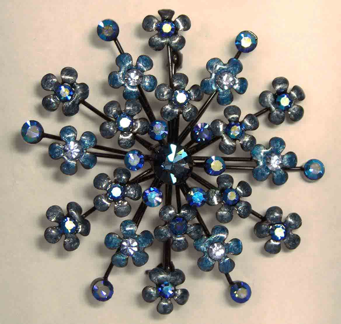 Blue, aurora blue crystal starburst pin