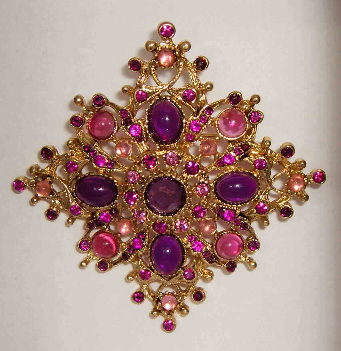 Purple, pink, MOP diamond shaped pin
