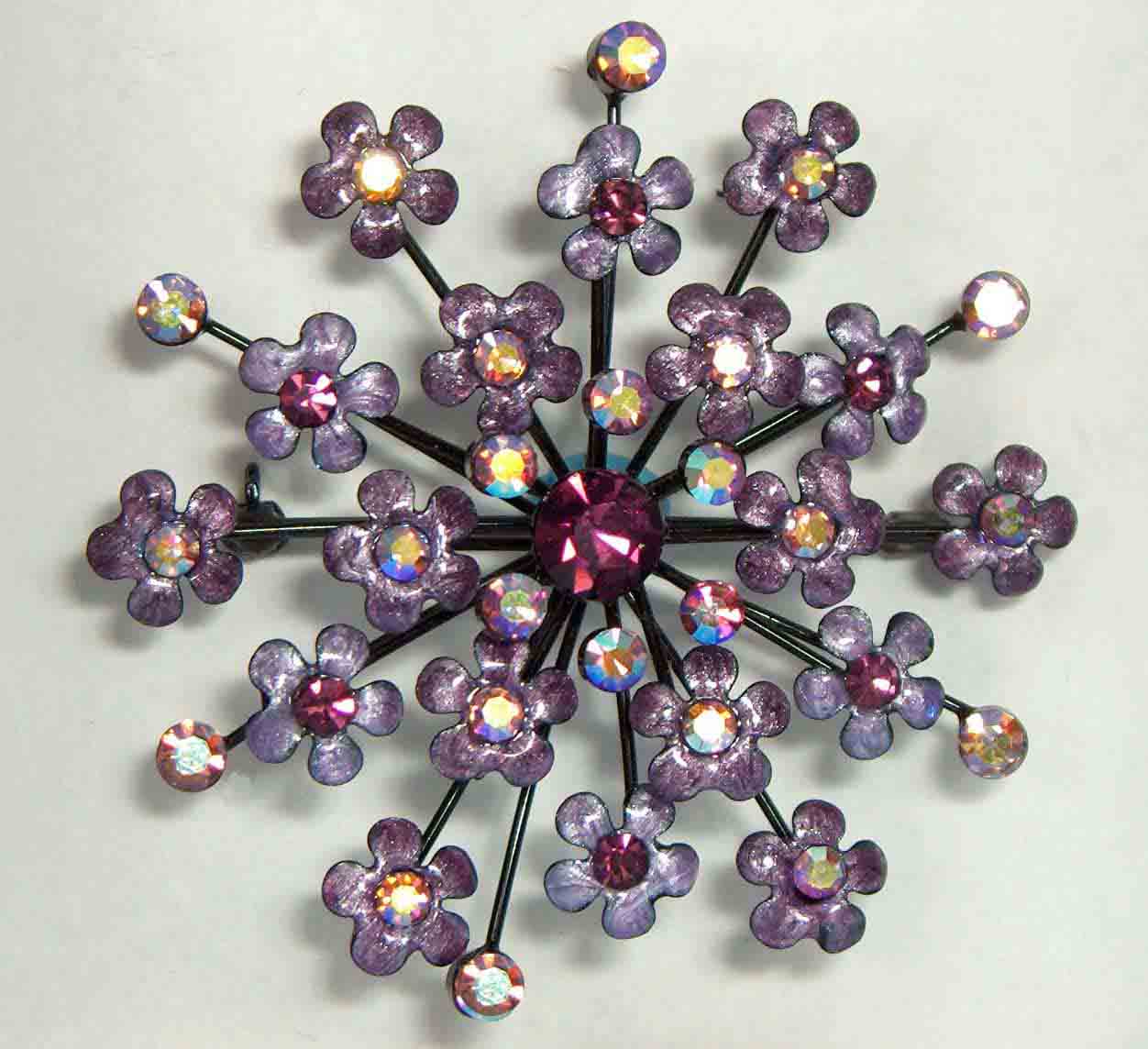 Purple crystal starburst pin