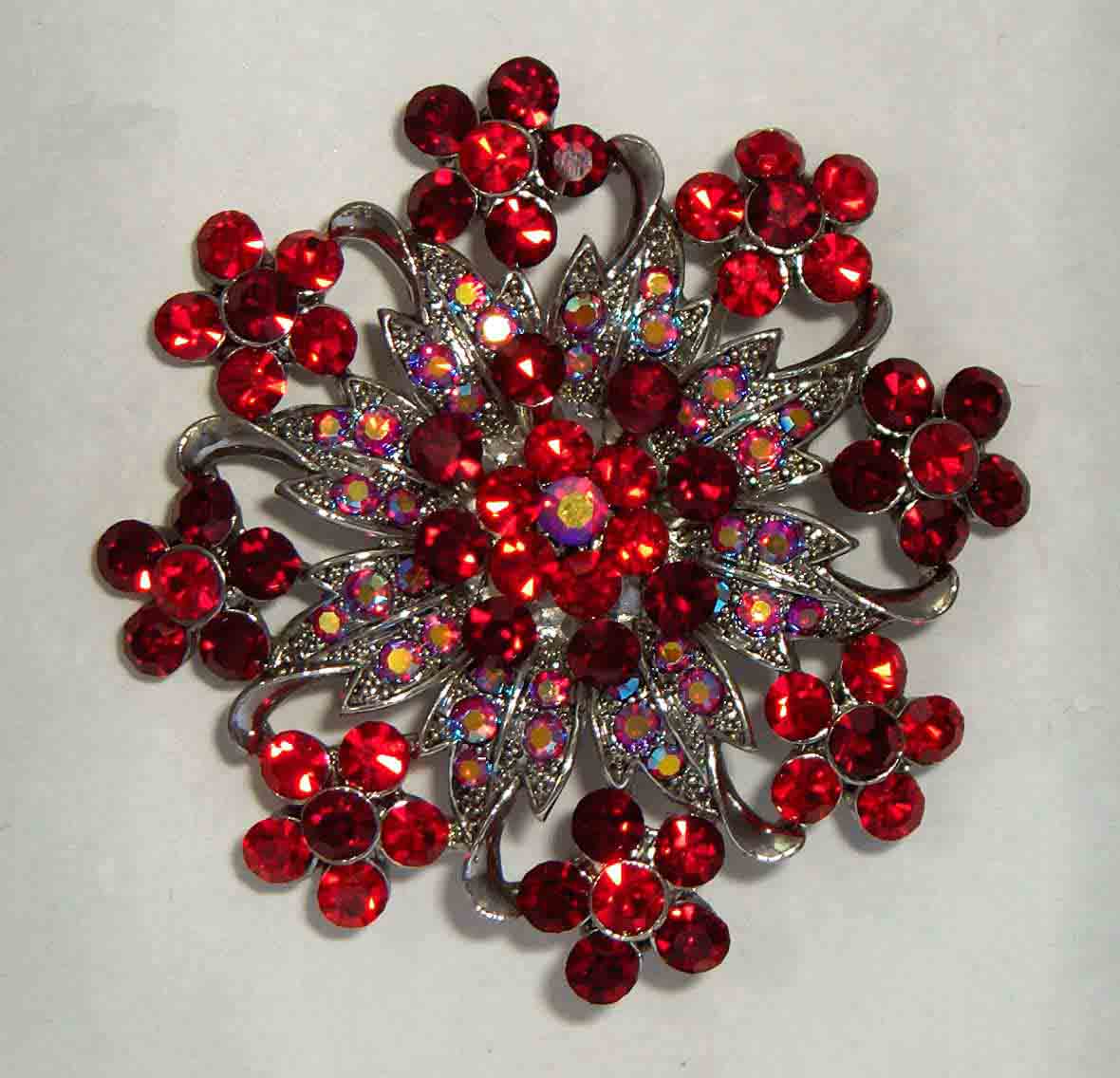Red, red aurora crystal flower pin