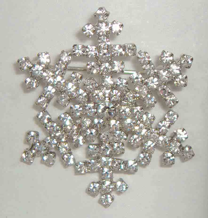 White crystal snowflake pin