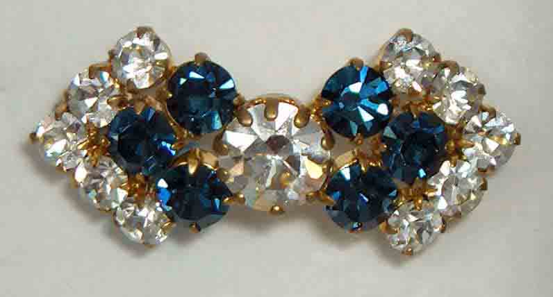 White and blue crystal bow pin