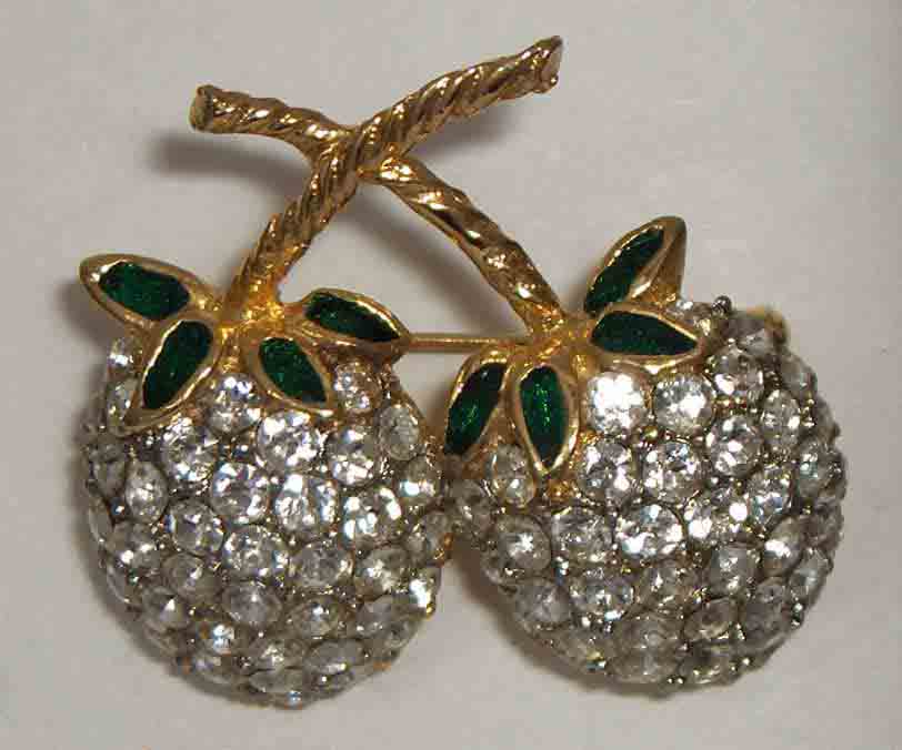 White crystal cherry pin
